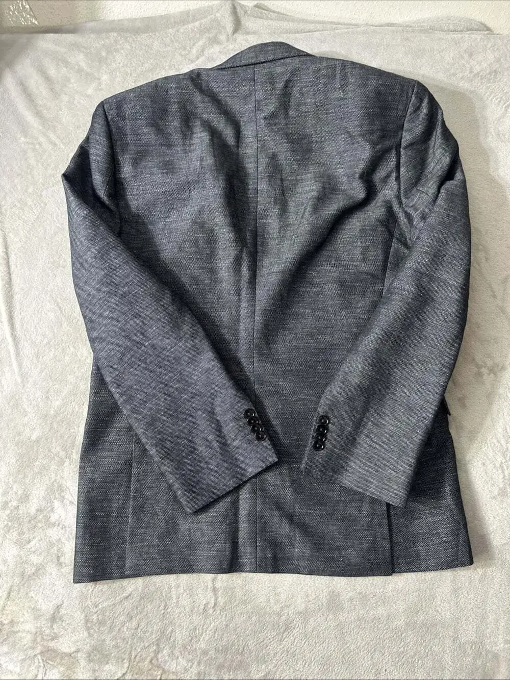 Hugo Boss Men’s Blazer 40R Black Cotton Linen Sport Coat Two Button